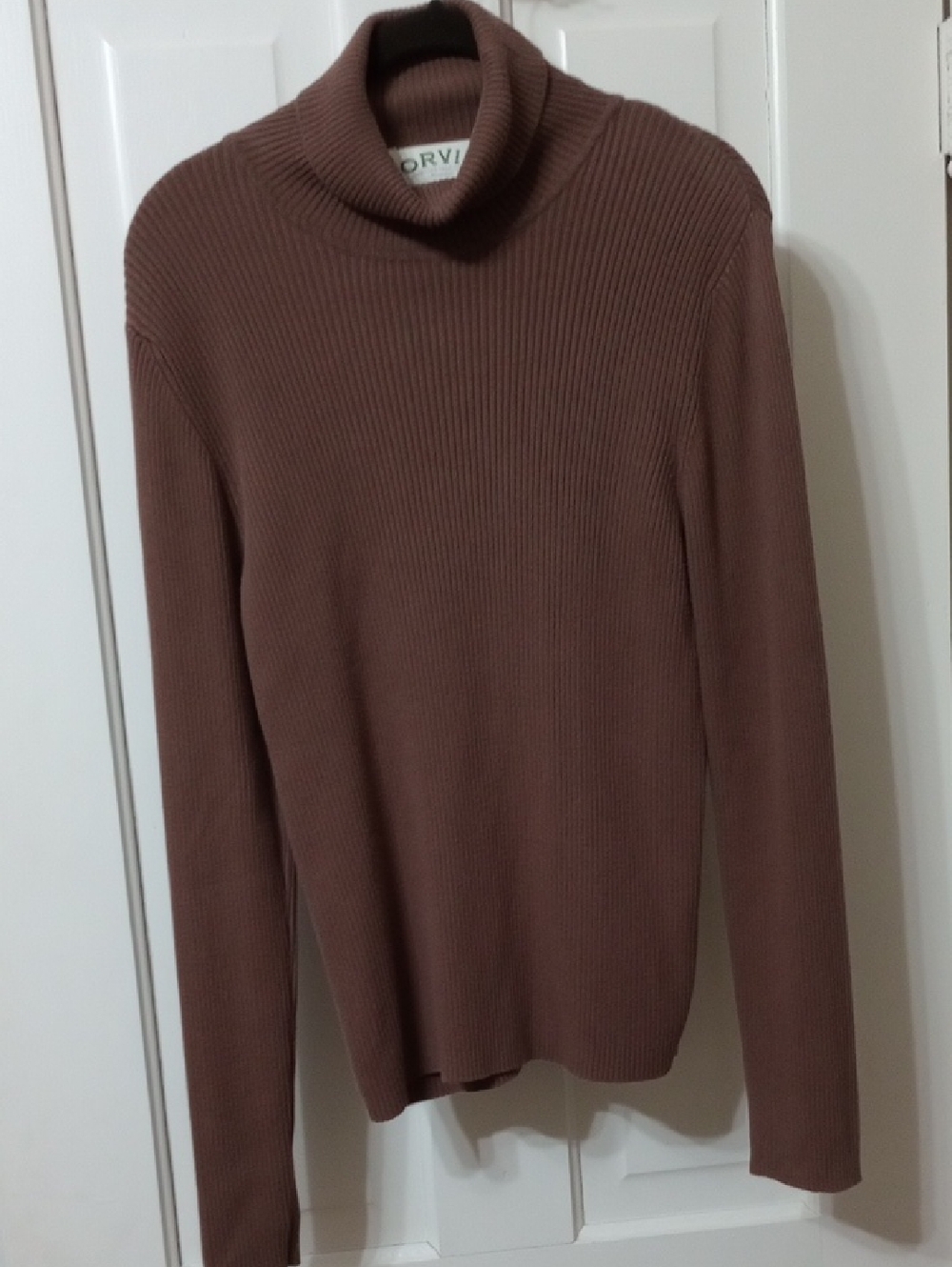 ORVIS 100% Cotton Brown Ribbed Turtleneck Sweater